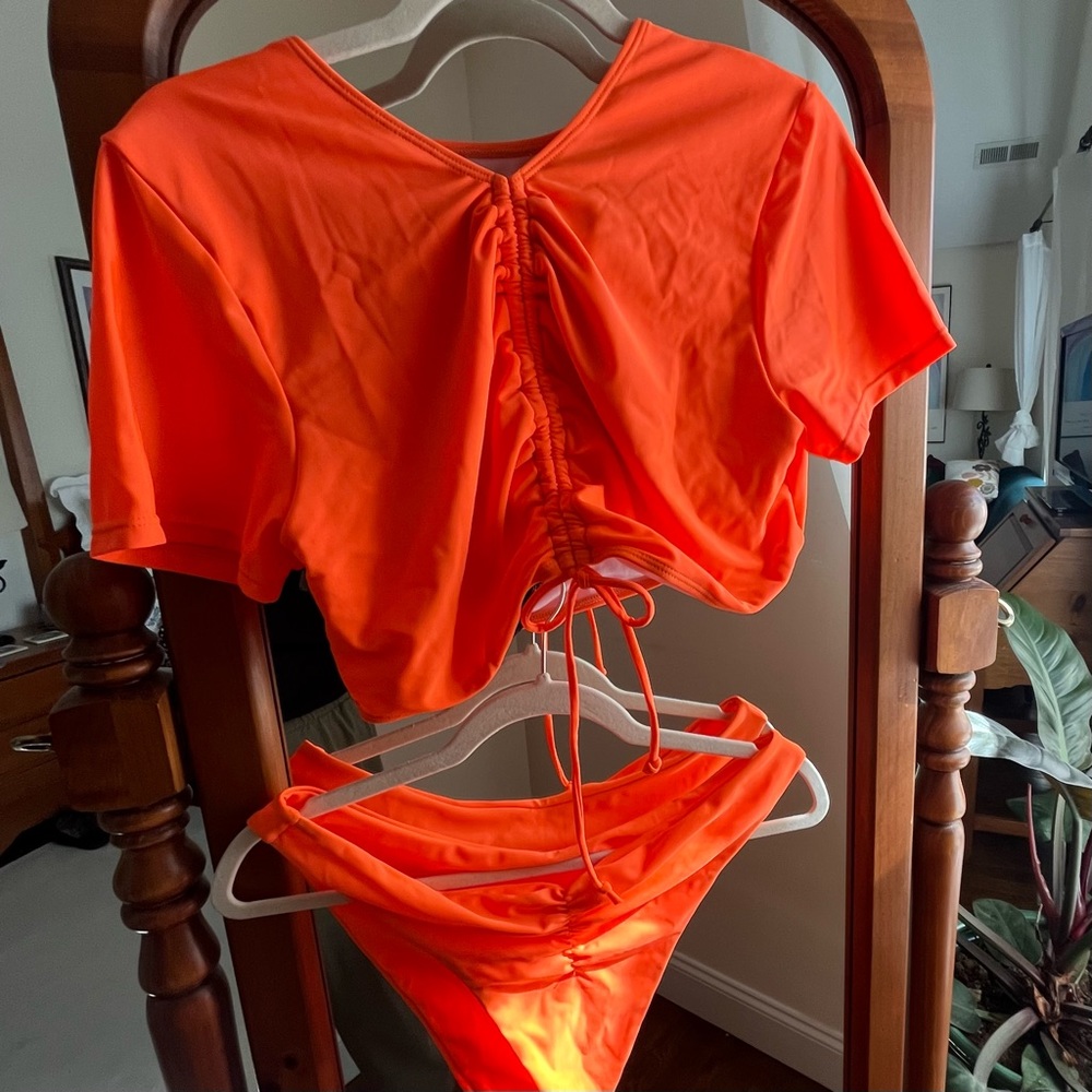 Neon Orange Two-Piece Plus Bikini